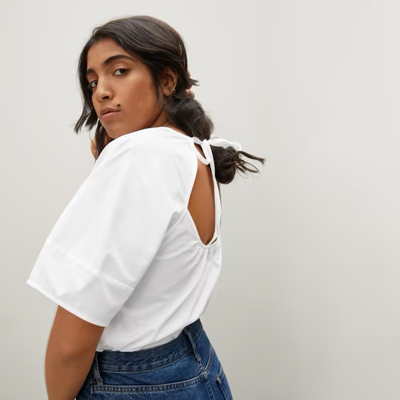 Everlane The Circle-Back Top White Size 0 NWT - Picture 3 of 5